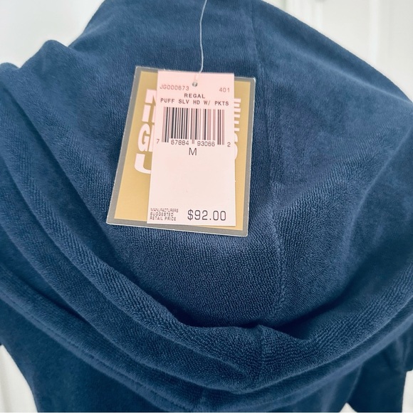 NWT Y2K Original Juicy Couture Puff Sleeve Terry Hoodie Regal Blue Medium - Picture 9 of 13